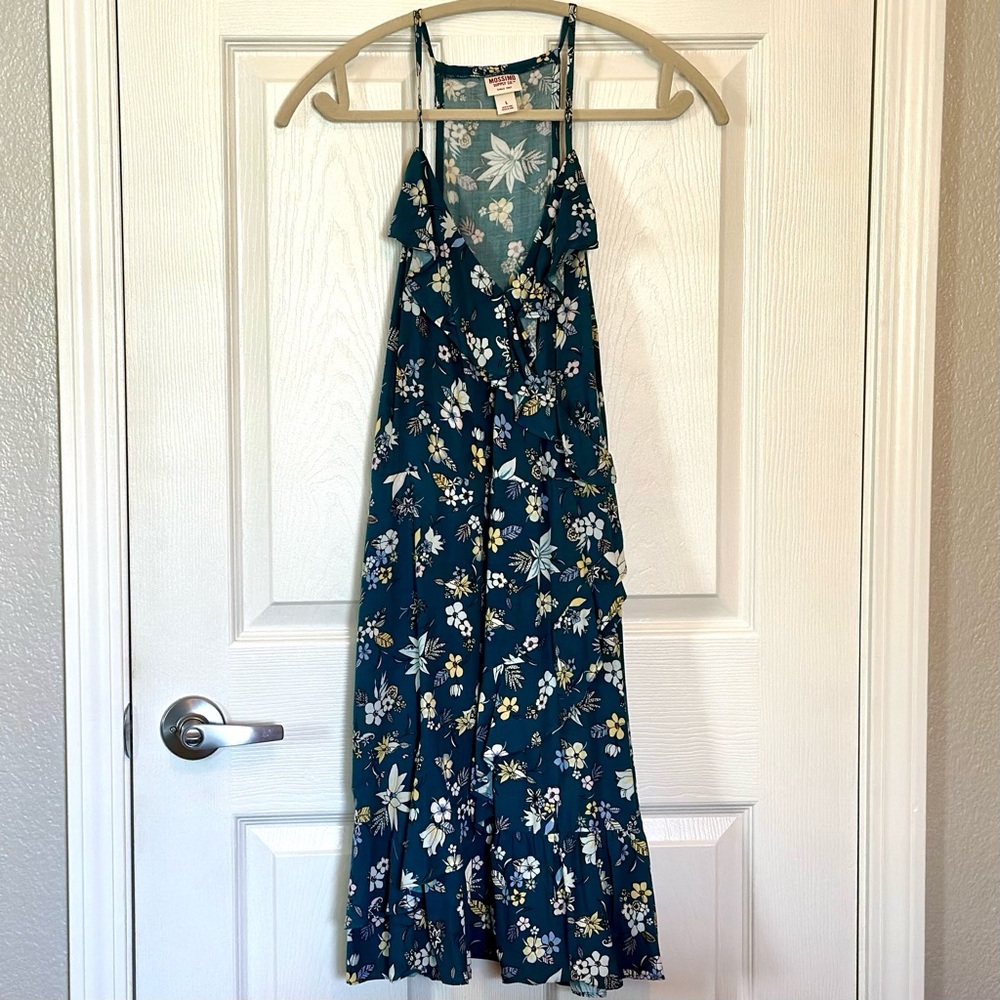 Mossimo Supply Co. Floral Teal Sun Dress - L
